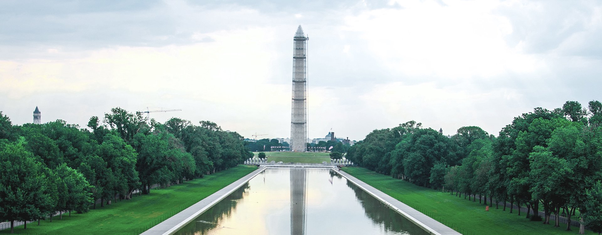 Washington monument shrouded in scaffolding as repairs by WSP take place
