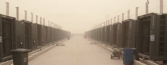 Row of generators at the 35 MW power plant at Al Asad Airbase, built by WSP