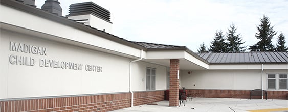 Exterior building of child development center at Joint Base Lewis McChord