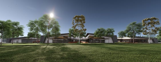 Robertson Barracks building with trees and grass