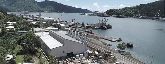 Aerial view of bayside power plant that was rebuilt by WSP following a tsunami