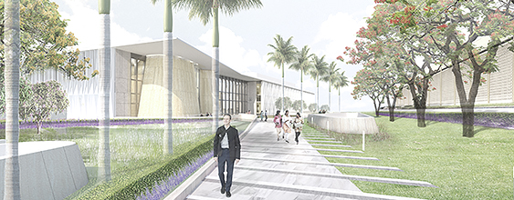 Artist rendering of the outdoor grounds at the US Embassy in New Delhi, India